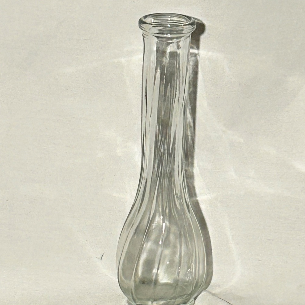 Vintage E.O. Brady Co. Clear Swirl Glass Bud Vase